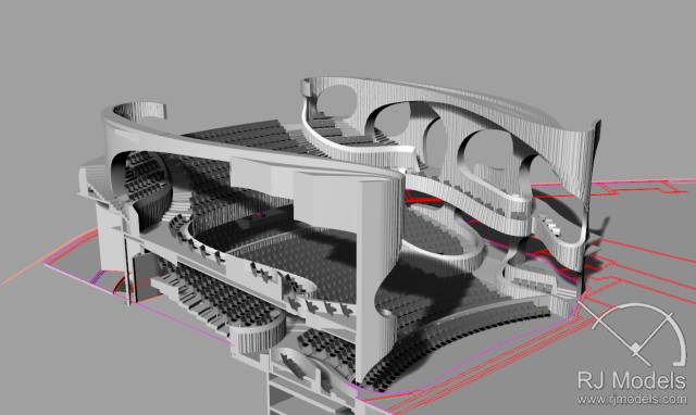 戲曲中心建筑模型的大小為1230mm X 830mm X 590mm ,歷時(shí)1個(gè)月制成。戲曲中心的外觀別樹一格,糅合了傳統(tǒng)與現(xiàn)代元素,整體屬于流線型設(shè)計(jì),外觀如同舞臺(tái)簾幕一般。從建筑模型的設(shè)計(jì)中觀看,▲戲曲中心的結(jié)構(gòu)為流線外型和內(nèi)部空間, 呈現(xiàn)出「氣」的概念。。