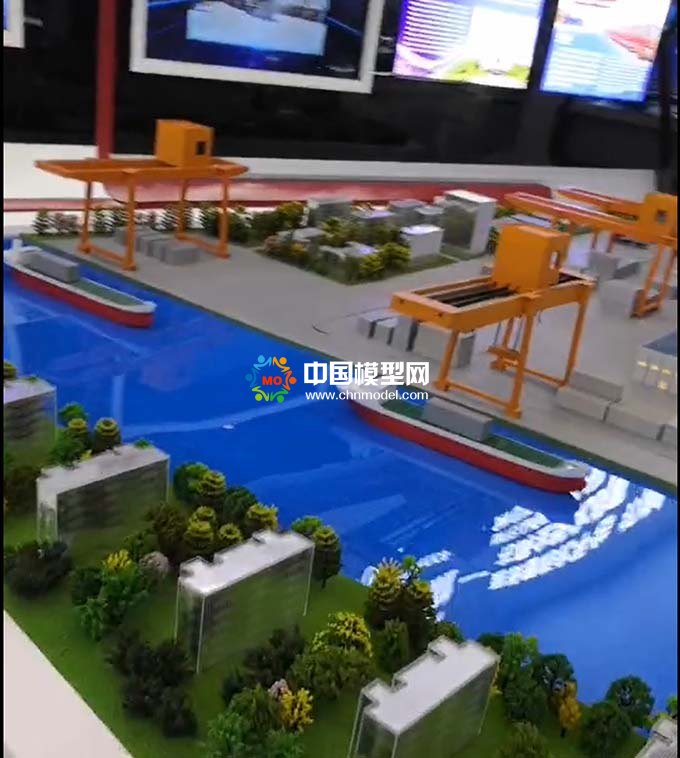 智慧的物流內河多用途碼頭沙盤模型